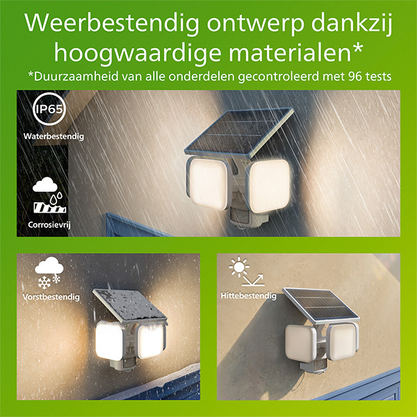 Philips solar wandlamp met sensor | Zyren | 3000K | Ultra Efficient | IP65 | 24.5W | Wit LPH04629 - 6