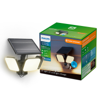 Philips solar wandlamp met sensor | Zyren | 3000K | Ultra Efficient | IP65 | 24.5W | Zwart LPH04627