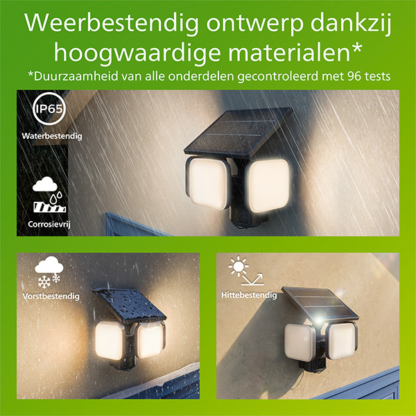 Philips solar wandlamp met sensor | Zyren | 3000K | Ultra Efficient | IP65 | 24.5W | Zwart LPH04627 - 6