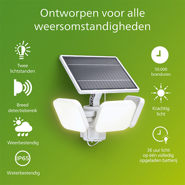 Philips solar wandlamp met sensor | Zyren | 5000K | Ultra Efficient | IP65 | 24.5W | Wit LPH04630 - 2