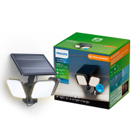Philips solar wandlamp met sensor | Zyren | 5000K | Ultra Efficient | IP65 | 24.5W | Zwart LPH04628