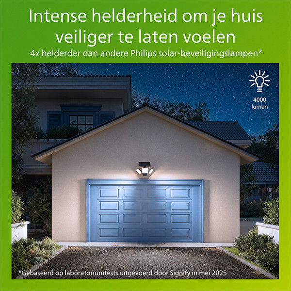 Philips solar wandlamp met sensor | Zyren | 5000K | Ultra Efficient | IP65 | 24.5W | Zwart LPH04628 - 3
