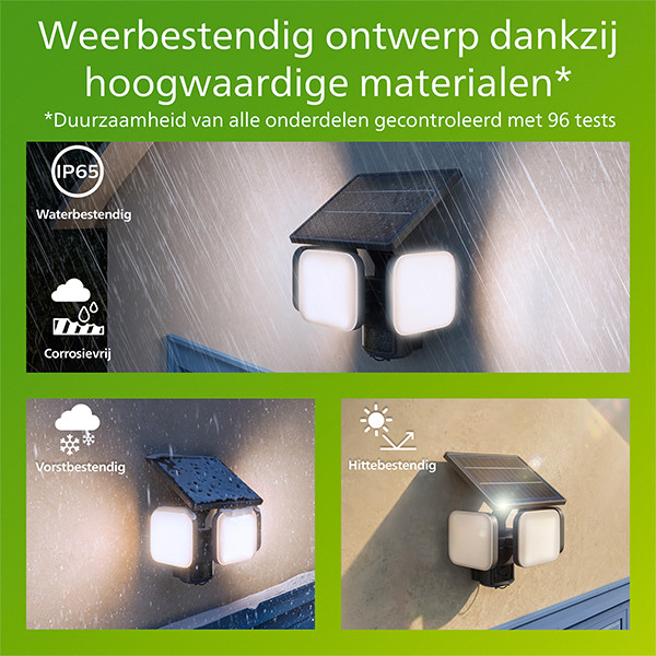 Philips solar wandlamp met sensor | Zyren | 5000K | Ultra Efficient | IP65 | 24.5W | Zwart LPH04628 - 6