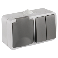 Q-Link Buitenstopcontact met serieschakelaar | Opbouw | IP54 | Grijs | Q-link  LDR03591