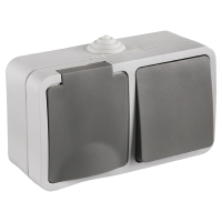 Q-Link Buitenstopcontact met wisselschakelaar | Opbouw | IP54 | Grijs | Q-link  LDR03593