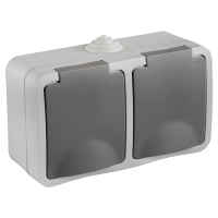 Q-Link Stopcontact voor buiten 2-voudig | Opbouw | Horizontaal | IP54 | Grijs | Q-link  LDR03595