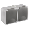 Q-Link Stopcontact voor buiten 2-voudig | Opbouw | Horizontaal | IP54 | Grijs | Q-link  LDR03595 - 1