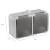 Q-Link Stopcontact voor buiten 2-voudig | Opbouw | Horizontaal | IP54 | Grijs | Q-link  LDR03595 - 2