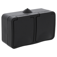 Q-Link Stopcontact voor buiten 2-voudig | Opbouw | Horizontaal | IP54 | Zwart | Q-link  LDR03600