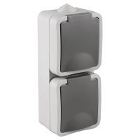 Q-Link Stopcontact voor buiten 2-voudig | Opbouw | Verticaal | IP54 | Grijs | Q-link  LDR03596
