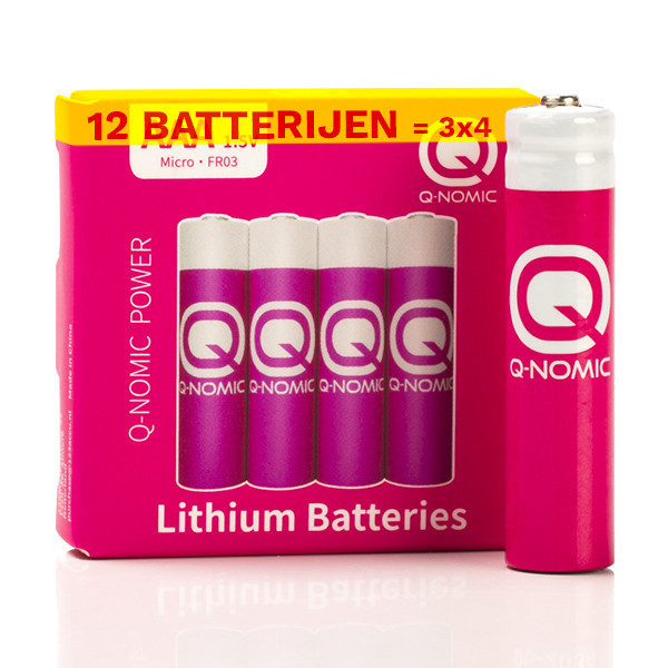 Q-Nomic Power AAA / FR03 Lithium batterij 12 stuks AQN00085 - 1