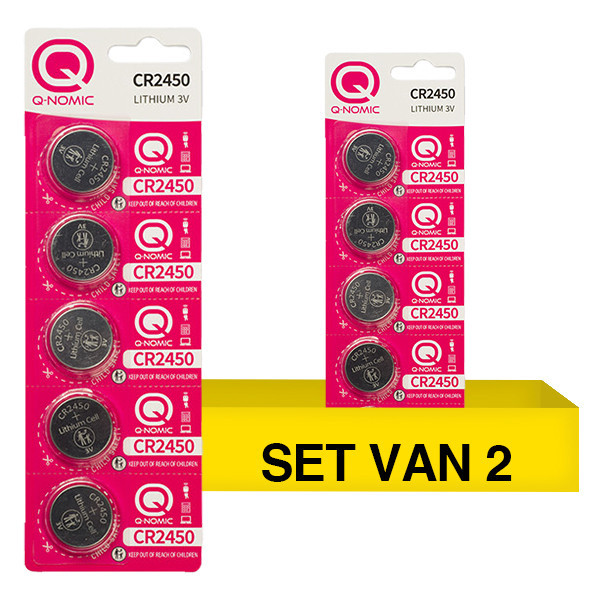 Q-Nomic Power CR2450 3V Lithium knoopcel batterij 10 stuks AQN00061 - 1