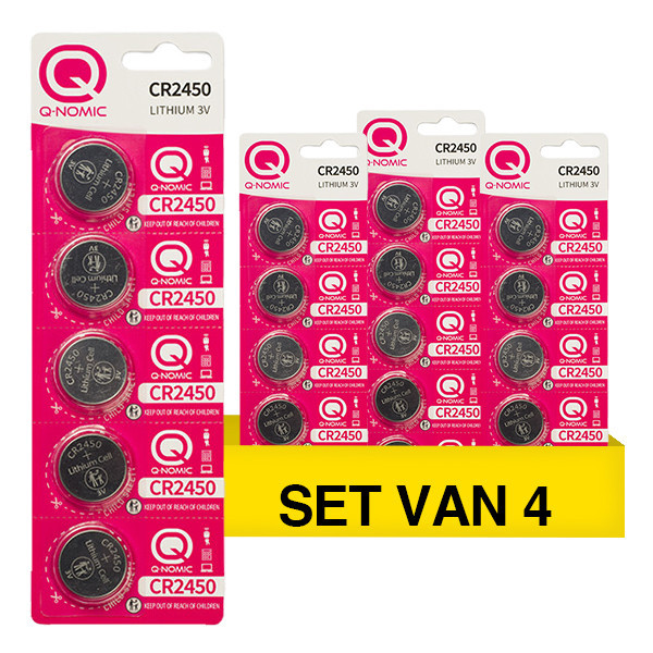Q-Nomic Power CR2450 3V Lithium knoopcel batterij 20 stuks AQN00062 - 1