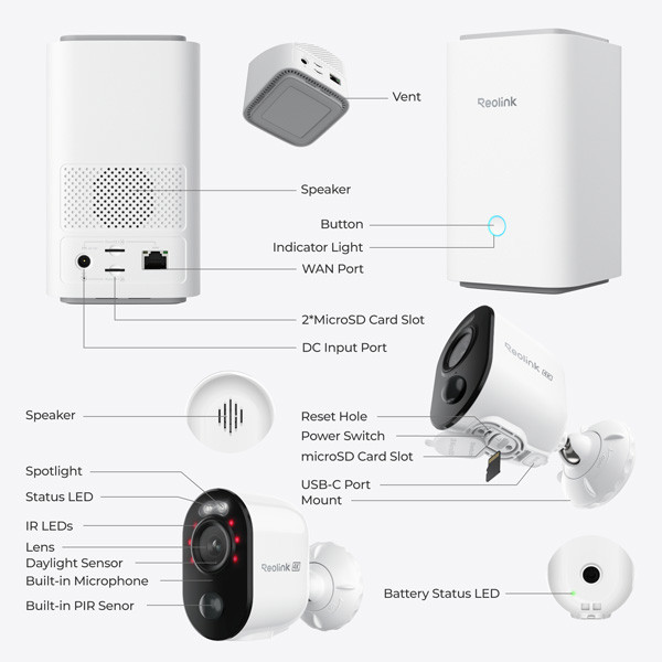 Reolink Camera Starterkit | Hub 1 + 2x Argus B350 | WiFi | 4K LRE00014 - 8