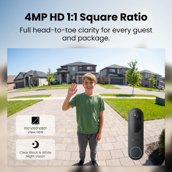 Reolink Video Deurbel D340B | Batterij | 2K | IP65 | WiFi | Wit | Incl. gong LRE00024 - 3