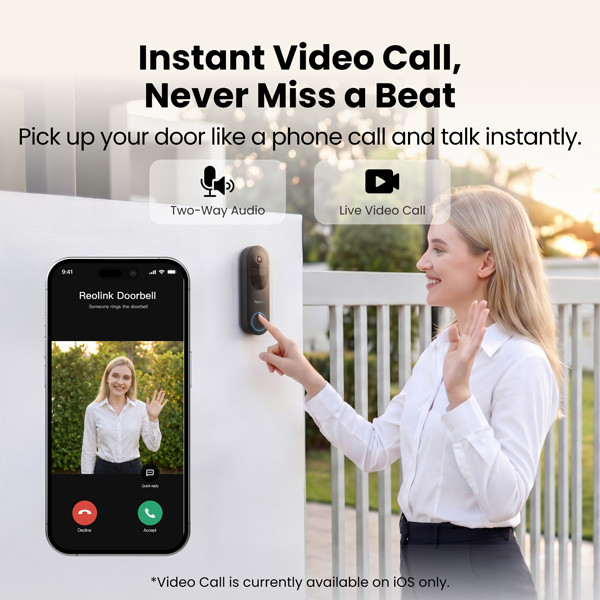 Reolink Video Deurbel D340B | Batterij | 2K | IP65 | WiFi | Wit | Incl. gong LRE00024 - 6