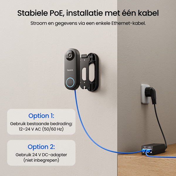 Reolink Video Deurbel D340P | 3K | Incl. gong | Ethernet (PoE) LRE00001 - 6