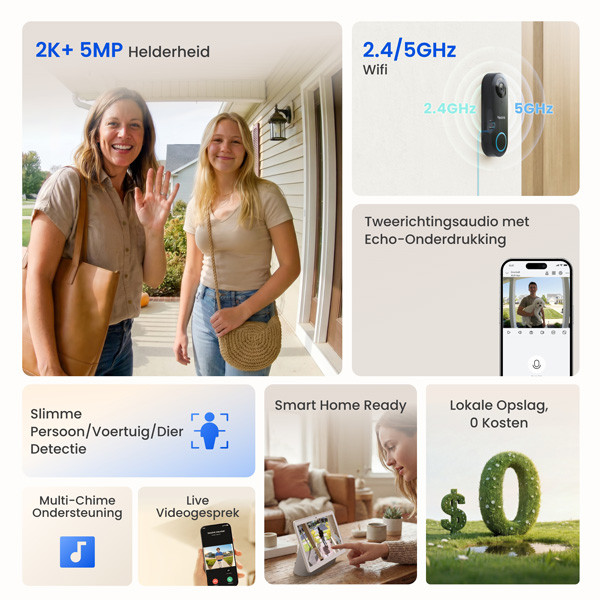 Reolink Video Deurbel D340W | Netstroom | 3K | Incl. gong | WiFi LRE00002 - 9