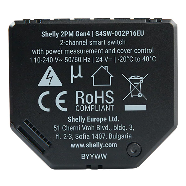 Shelly 2PM Gen4 module | WiFi, Bluetooth, Zigbee | Zwart | 4 stuks LSH00146 - 3