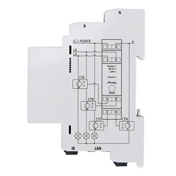 Shelly Slimme 3-fase energiemeter | Pro 3EM-120A | WiFi LSH00186 - 4