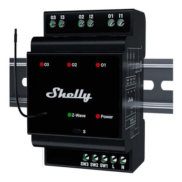 Shelly Slimme schakelaar | Wave Pro 3 | Z-Wave | Zwart LSH00164 - 1