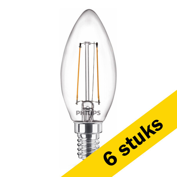 Signify Aanbieding: 6x Philips LED lamp E14 | Kaars B35 | Filament | Helder | 2700K | 1.4W (15W)  LPH02424 - 1