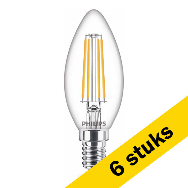 Signify Aanbieding: 6x Philips LED lamp E14 | Kaars B35 | Filament | Helder | 2700K | 6.5W (60W)  LPH02440 - 1