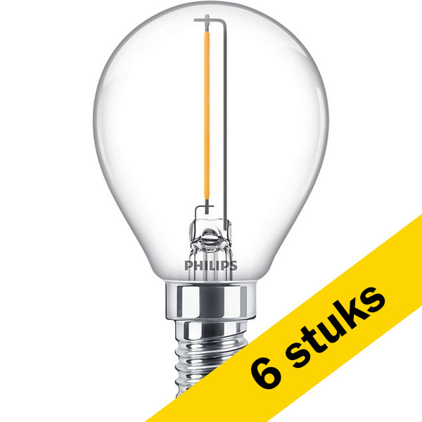 Signify Aanbieding: 6x Philips LED lamp E14 | Kogel P45 | Filament | Helder | 2700K | 1.4W (15W)  LPH02379 - 1