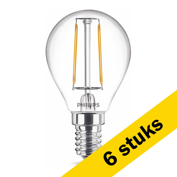 Signify Aanbieding: 6x Philips LED lamp E14 | Kogel P45 | Filament | Helder | 2700K | 2W (25W)  LPH02395 - 1