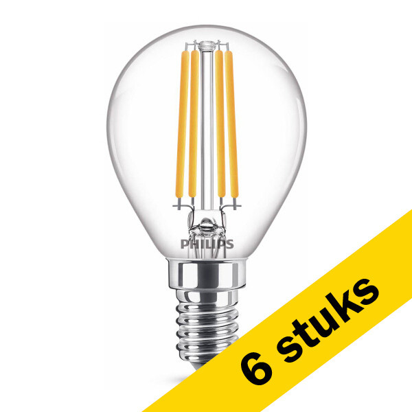 Signify Aanbieding: 6x Philips LED lamp E14 | Kogel P45 | Filament | Helder | 2700K | 6.5W (60W)  LPH02399 - 1