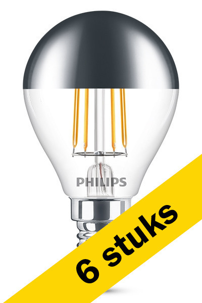 Signify Aanbieding: 6x Philips LED lamp E14 | Kogel P45 | Kopspiegel | Zilver | 2700K | 4W (35W)  LPH00488 - 1