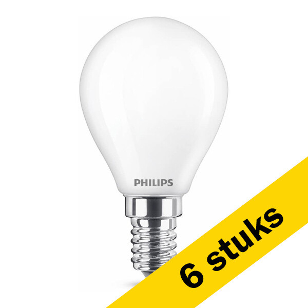 Signify Aanbieding: 6x Philips LED lamp E14 | Kogel P45 | Mat | 2700K | 2.2W (25W)  LPH02381 - 1