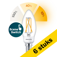 Signify Aanbieding: 6x Philips LED lamp E14 | SceneSwitch | Kaars B35 | Filament | Helder | 2200-2500-2700K | 5W (40W)  LPH02504