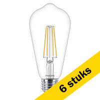Signify Aanbieding: 6x Philips LED lamp E27 | Edison ST64 | Helder | 2700K | 7W (60W)  LPH00663