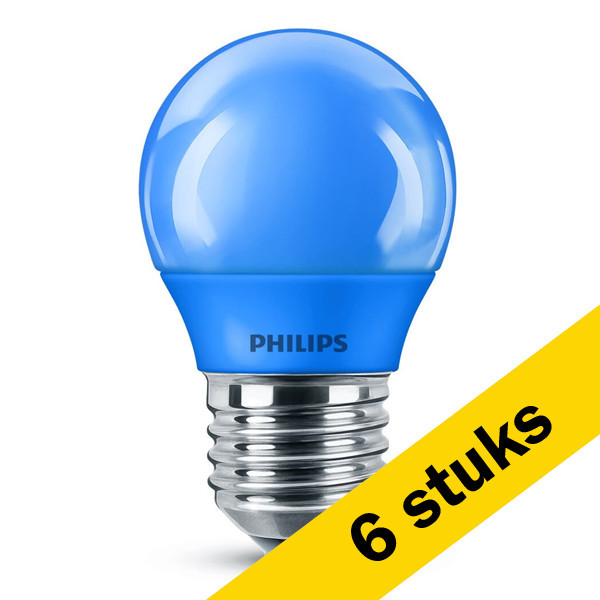Signify Aanbieding: 6x Philips LED lamp E27 | Kogel P45 | Blauw | 3.1W (25W)  LPH00478 - 1