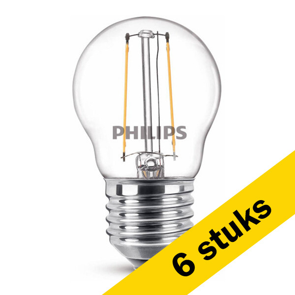 Signify Aanbieding: 6x Philips LED lamp E27 | Kogel P45 | Filament | Helder | 2700K | 1.4W (15W)  LPH02355 - 1