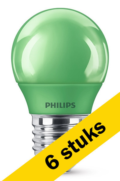 Signify Aanbieding: 6x Philips LED lamp E27 | Kogel P45 | Groen | 3.1W (25W)  LPH00480 - 1