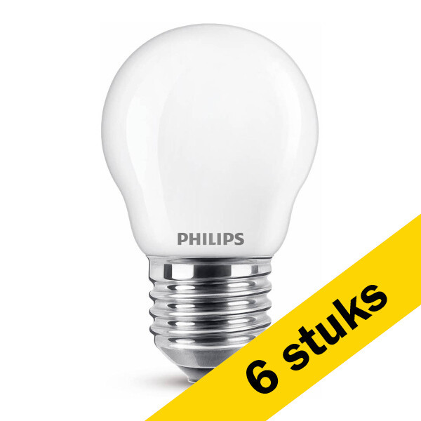 Signify Aanbieding: 6x Philips LED lamp E27 | Kogel P45 | Mat | 2700K | 2.2W (25W)  LPH02353 - 1