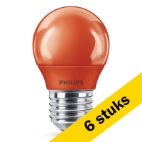 Signify Aanbieding: 6x Philips LED lamp E27 | Kogel P45 | Rood | 3.1W (25W)  LPH00474
