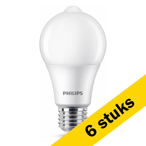 Signify Aanbieding: 6x Philips LED lamp E27 | Peer A60 | Dag/Nacht Bewegingssensor | Mat | 2700K | 8W (60W)  LPH02347 - 1