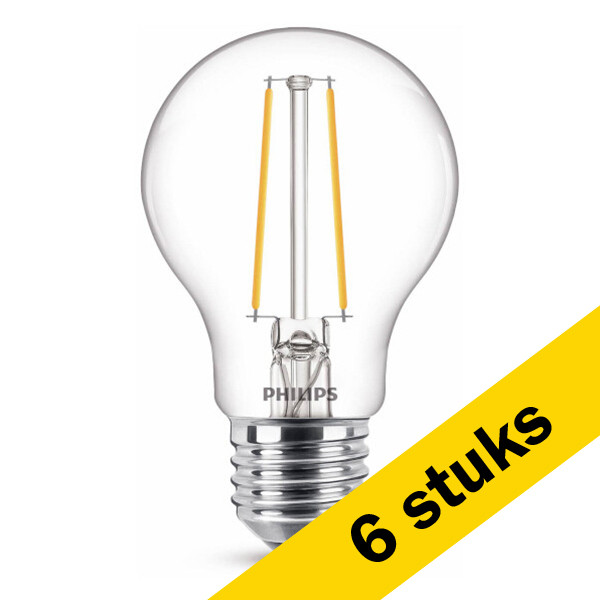 Signify Aanbieding: 6x Philips LED lamp E27 | Peer A60 | Filament | Helder | 2700K | 1.5W (15W)  LPH02331 - 1
