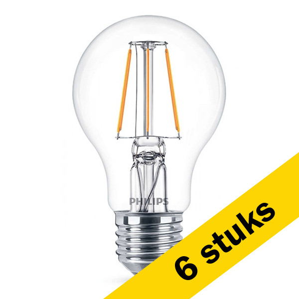Signify Aanbieding: 6x Philips LED lamp E27 | Peer A60 | Filament | Helder | 2700K | 4.3W (40W)  LPH02335 - 1