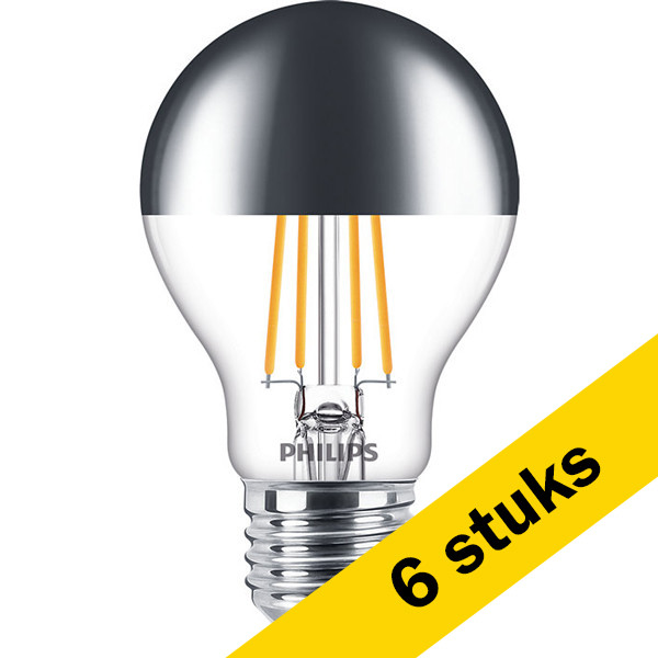 Signify Aanbieding: 6x Philips LED lamp E27 | Peer A60 | Kopspiegel | Zilver | 2700K | Dimbaar | 7.2W (50W)  LPH00490 - 1
