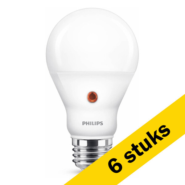 Signify Aanbieding: 6x Philips LED lamp E27 | Peer A60 | Sensorlamp dag/nacht | Mat | 2700K | 7.5W (60W)  LPH02349 - 1