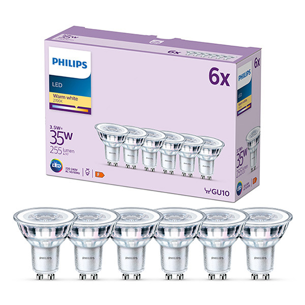 Philips LED spot | 2700K | 3.5W (35W) 6 stuks 123led.nl