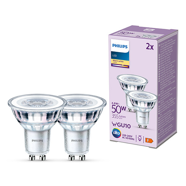 Signify Philips GU10 LED spot | 2700K | 4.6W (50W) | 2 stuks  LPH03036 - 1