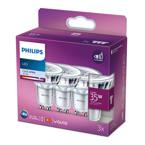 Signify Philips GU10 LED spot | 4000K | 3.5W (35W) | 3 stuks  LPH02607 - 1