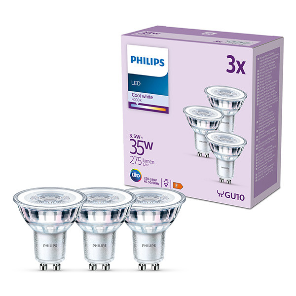 Signify Philips GU10 LED spot | 4000K | 3.5W (35W) | 3 stuks  LPH03034 - 1