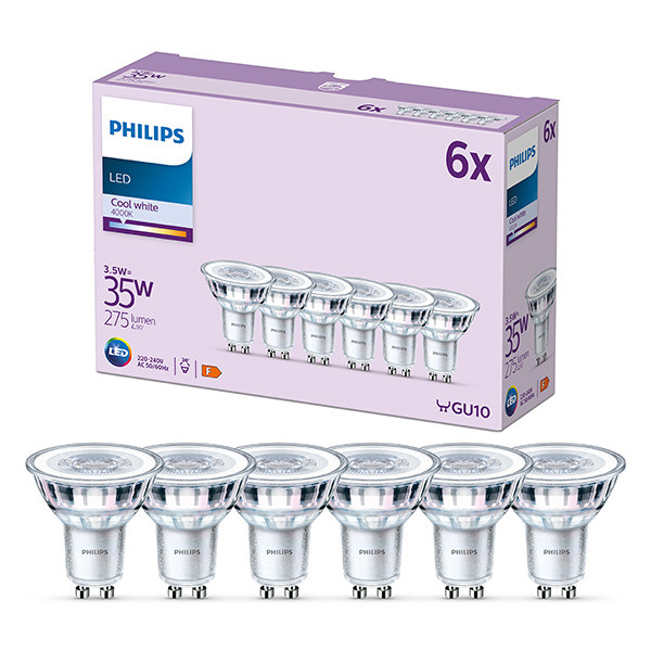 Signify Philips GU10 LED spot | 4000K | 3.5W (35W) | 6 stuks  LPH03035 - 1
