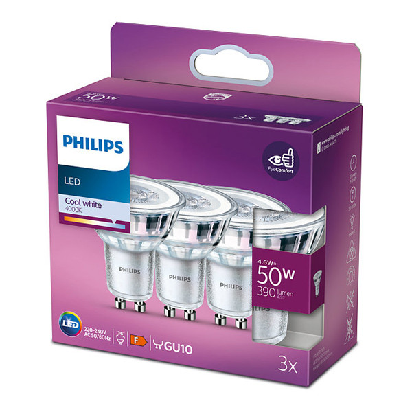 Signify Philips GU10 LED spot | 4000K | 4.6W (50W) | 3 stuks  LPH02609 - 1